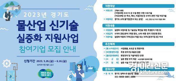 ‘2023년 물산업 신기술 실증화 지원사업’ 참여기업 모집 홍보물. <사진=경기도>