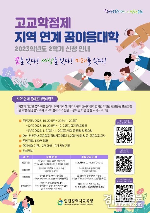 2학기 고교학점제 지역 연계 꿈이음대학 안내문. <사진=-인천시교육청>